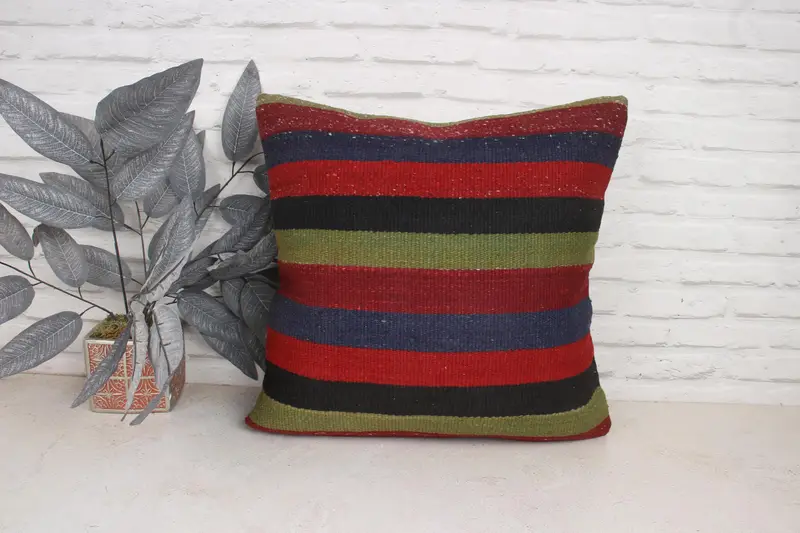 Cushion Case, 20x20 Green Cushion Case, Vintage Pillow, Home Decor Pillow, Colorful Cushion, Turkish Bench Pillow, Pillow for Sofa - 1