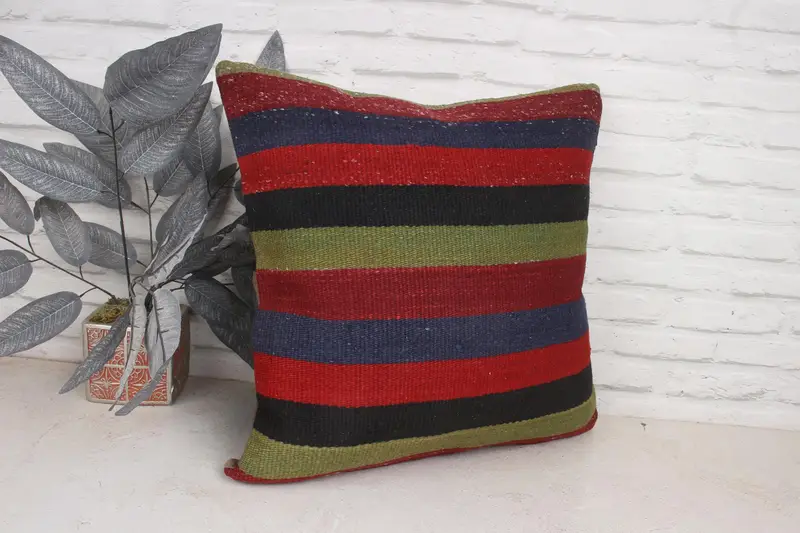 Cushion Case, 20x20 Green Cushion Case, Vintage Pillow, Home Decor Pillow, Colorful Cushion, Turkish Bench Pillow, Pillow for Sofa - 3