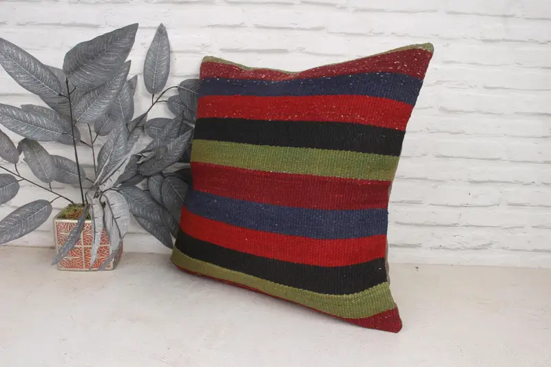 Cushion Case, 20x20 Green Cushion Case, Vintage Pillow, Home Decor Pillow, Colorful Cushion, Turkish Bench Pillow, Pillow for Sofa - 4