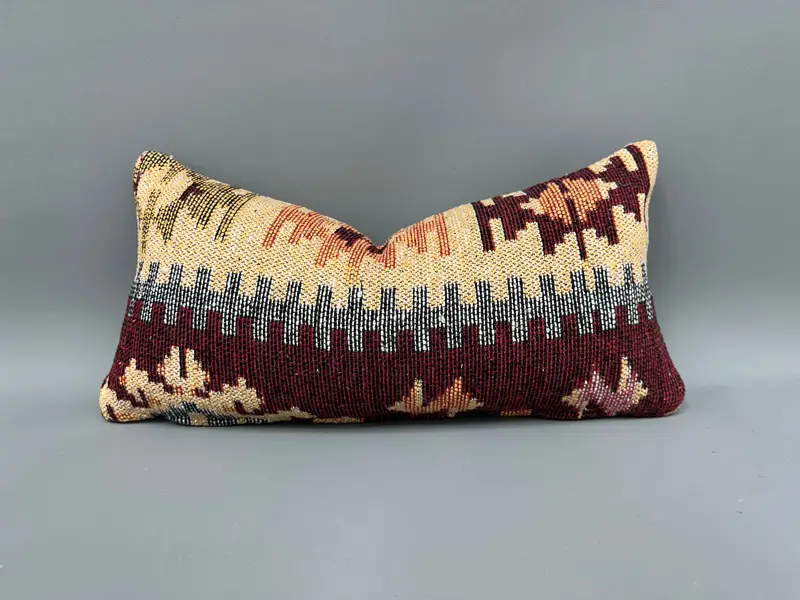 Ethnic Pillow Cover Pillow Cover, Kilim Pillow Cover, Pillow, 10x20 Yellow Cushion, Retro Cushion Case, Pillow for Sofa, Throw Kilim Pillow - 1
