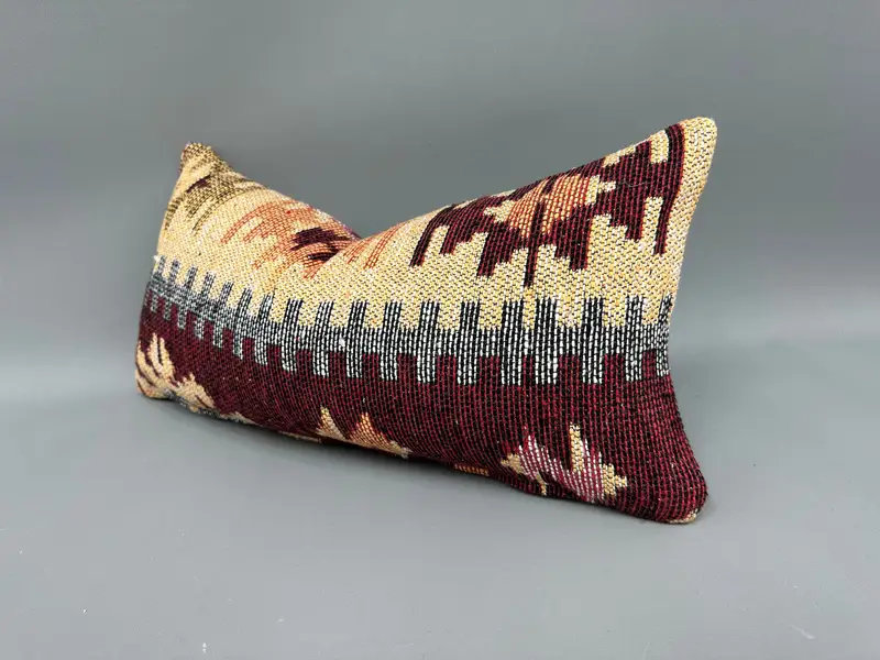 Ethnic Pillow Cover Pillow Cover, Kilim Pillow Cover, Pillow, 10x20 Yellow Cushion, Retro Cushion Case, Pillow for Sofa, Throw Kilim Pillow - 3