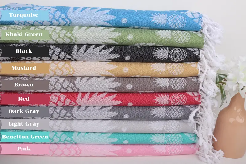 Personalized Towel, Turkish Towel USA, 70x36 Cotton Pineapple Design Towel, Customized Turkish Towel, Bachelorette Favor, Large Turkish Towel - 1