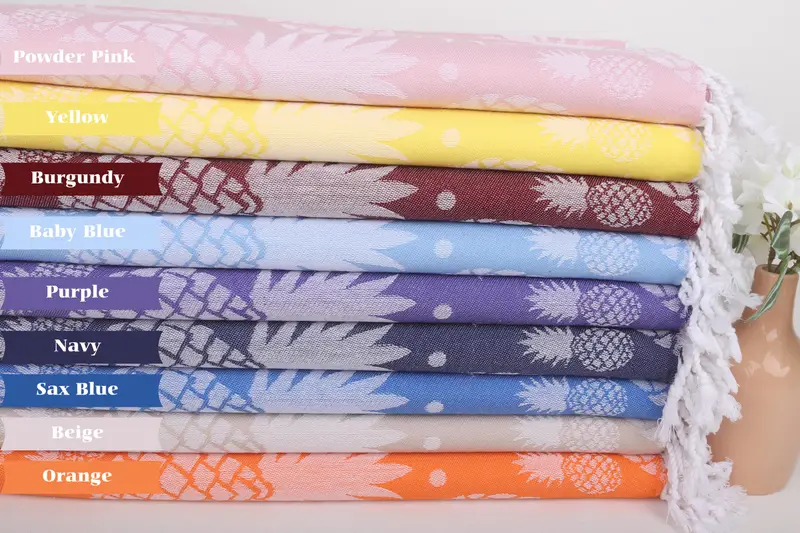 Personalized Towel, Turkish Towel USA, 70x36 Cotton Pineapple Design Towel, Customized Turkish Towel, Bachelorette Favor, Large Turkish Towel - 2