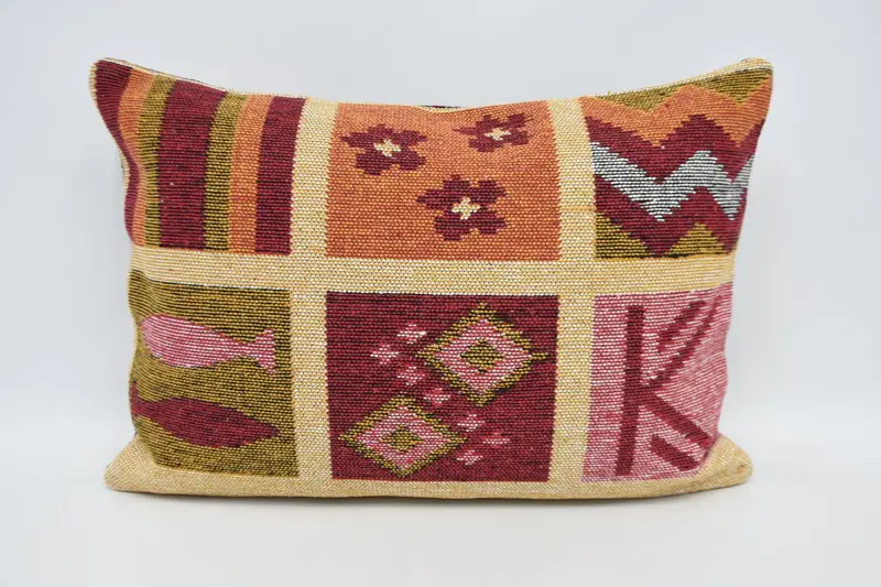 Kilim Pillow, Bolster Cushion, Cushion, Turkish Kilim Pillow, Patio Cushion, 20x28 Red Pillow Sham, Handmade Kilim Cushion - 5