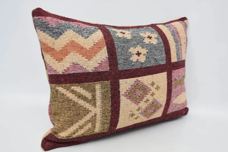 Kilim Pillow, Bolster Cushion, Cushion, Turkish Kilim Pillow, Patio Cushion, 20x28 Red Pillow Sham, Handmade Kilim Cushion - 3