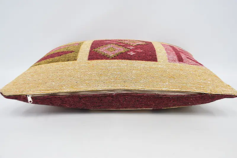 Kilim Pillow, Bolster Cushion, Cushion, Turkish Kilim Pillow, Patio Cushion, 20x28 Red Pillow Sham, Handmade Kilim Cushion - 6