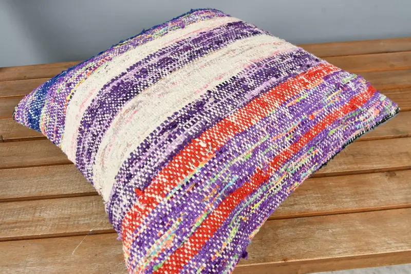 Kilim Rug Cushion Cover, Pillow Case, Vintage Pillow, Turkish Pillow, Home Decor Pillow, 16x16 Purple Cushion Cover, Outdoor Bolster Pillow Case - 2