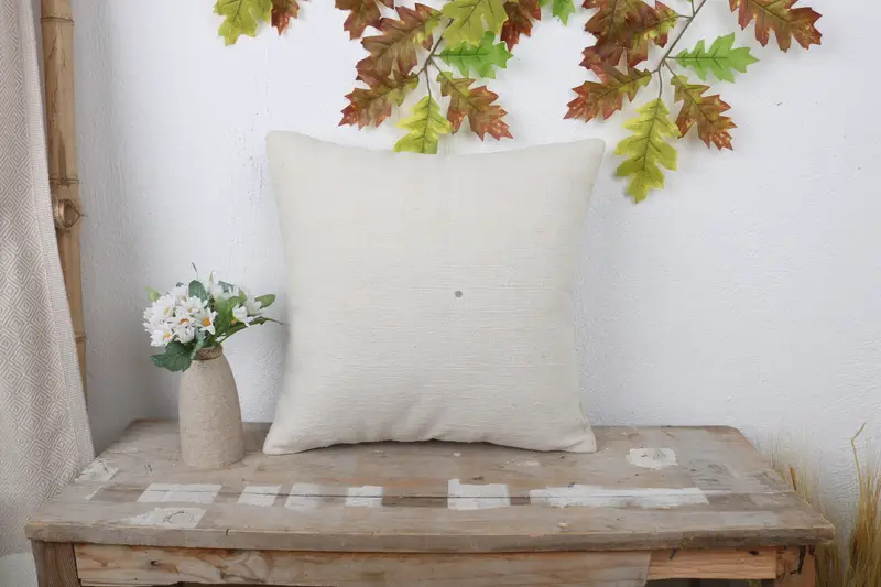 Vintage Kilim Pillow, Ethnic Pillow Case, Cushion Case, Art Deco Cushion Case, 16x16 White Cushion Case, Antique Pillows, Throw Kilim Pillow - 1
