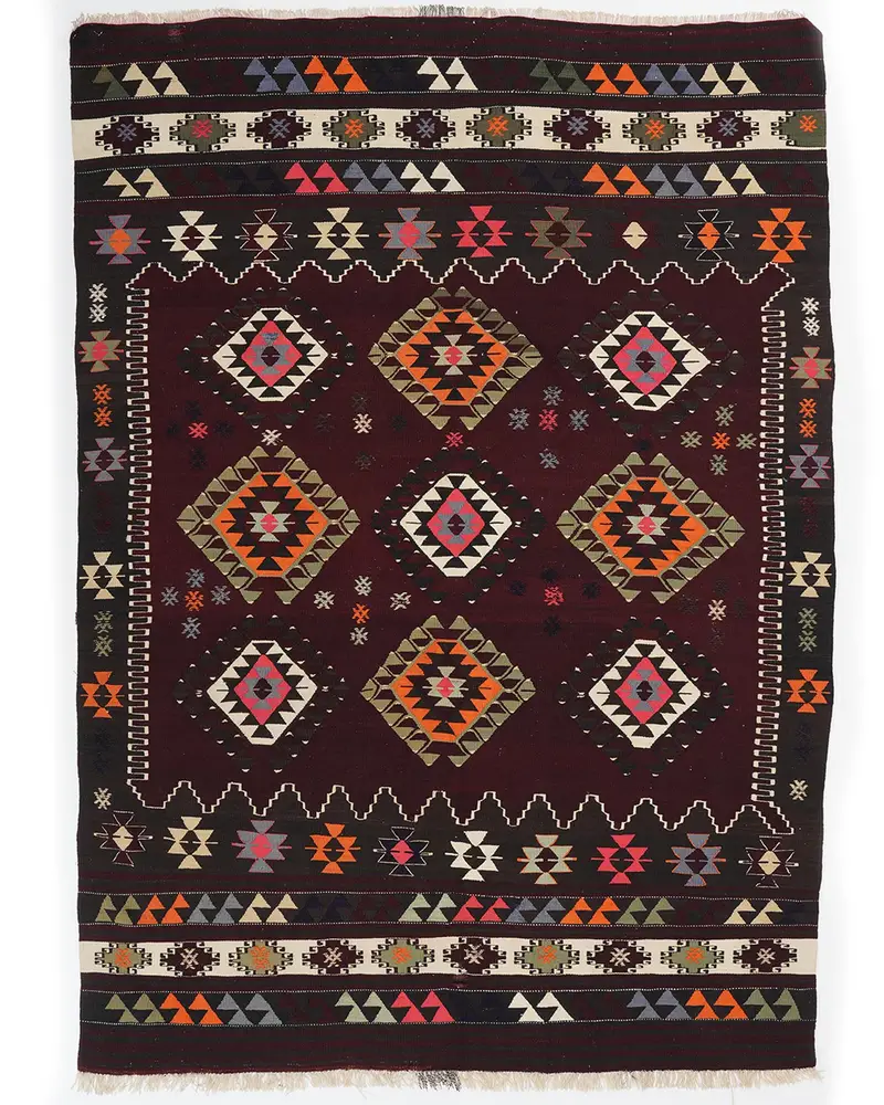 Sarı Desenli Kırmızı Halı, 160x225 cm