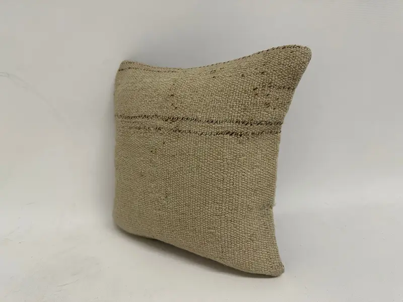 Kilim Pillow, Turkish Pillow, 12x12 Beige Cushion Cover, Cushion Cover, Tribal Cushion, Turkish Corner Pillow Sham, Armchair Cushion, Gift Pillow - 4