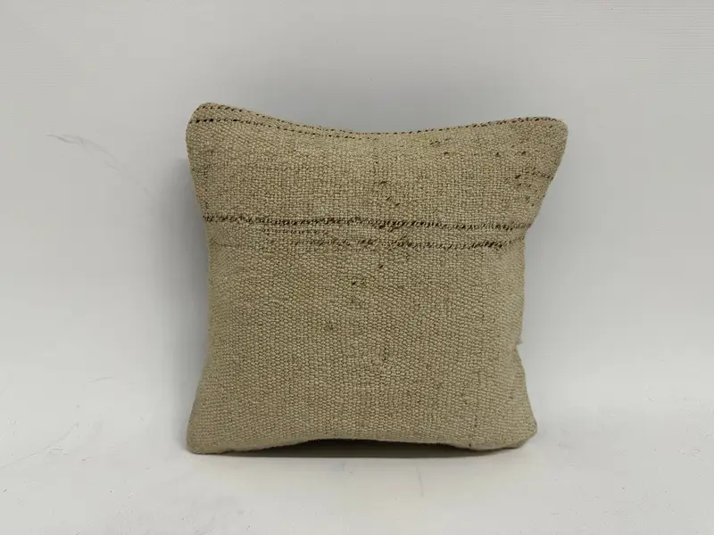 Kilim Pillow, Turkish Pillow, 12x12 Beige Cushion Cover, Cushion Cover, Tribal Cushion, Turkish Corner Pillow Sham, Armchair Cushion, Gift Pillow - 1
