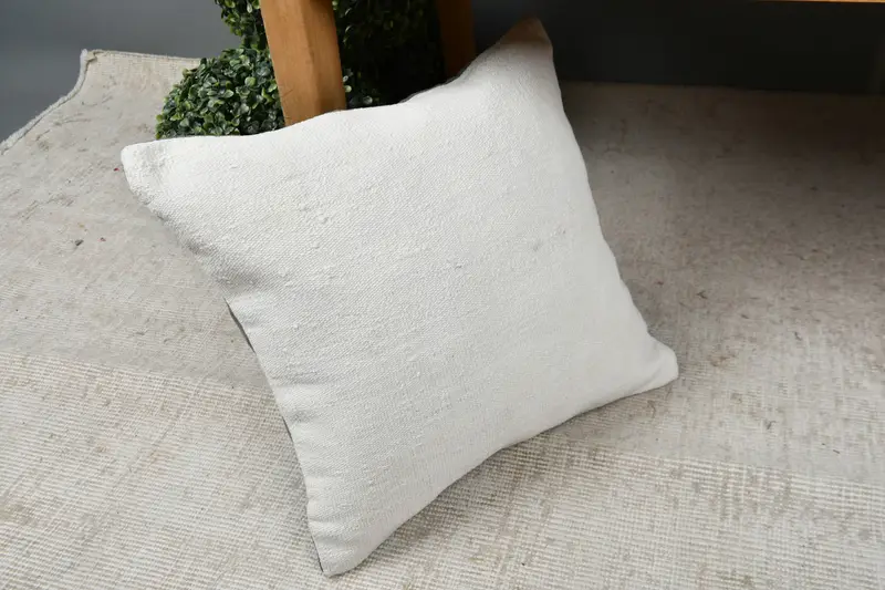 Bolster Pillow Sham, Kilim Pillow Cover, 16x16 White Cushion, Gift Pillow, Pillow, Turkish Rugs Cushion Cover, Boho Pillow - 7