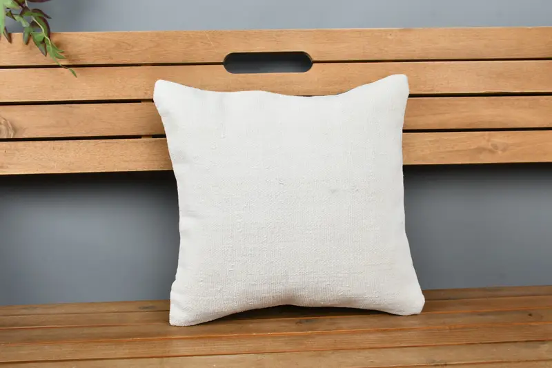 Bolster Pillow Sham, Kilim Pillow Cover, 16x16 White Cushion, Gift Pillow, Pillow, Turkish Rugs Cushion Cover, Boho Pillow - 6