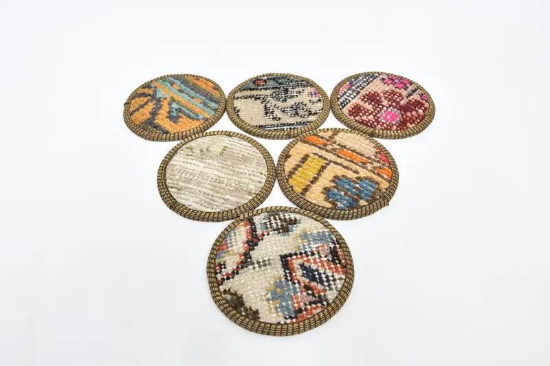 Posavasos redondos bohemios, juego de posavasos marrones y bronce