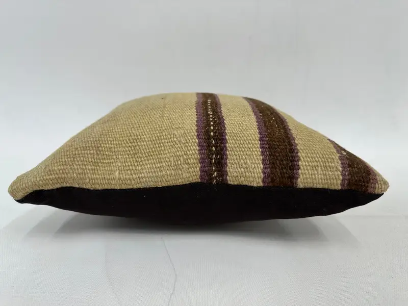 Pillow, 12x12 Beige Cushion, Kilim Pillow Cover, Knitted Pillow Cover, Kilim Cushion Sham, Vintage Kilim Pillow, Rustic Cushion - 5