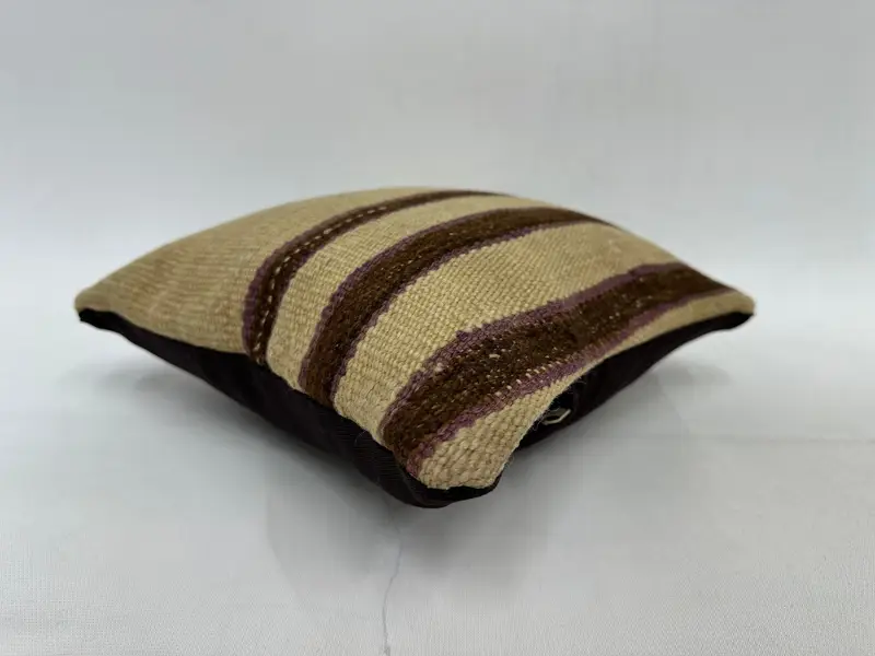 Pillow, 12x12 Beige Cushion, Kilim Pillow Cover, Knitted Pillow Cover, Kilim Cushion Sham, Vintage Kilim Pillow, Rustic Cushion - 6