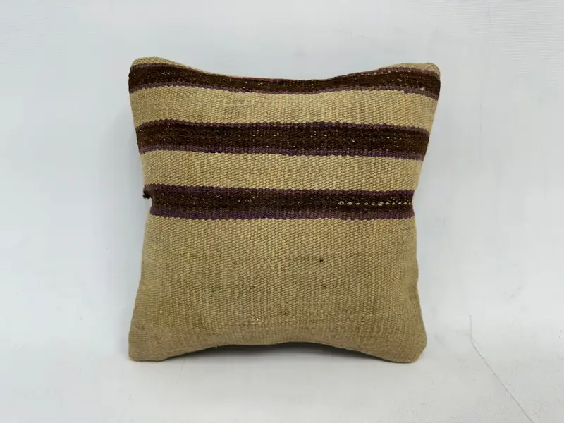 Pillow, 12x12 Beige Cushion, Kilim Pillow Cover, Knitted Pillow Cover, Kilim Cushion Sham, Vintage Kilim Pillow, Rustic Cushion - 1