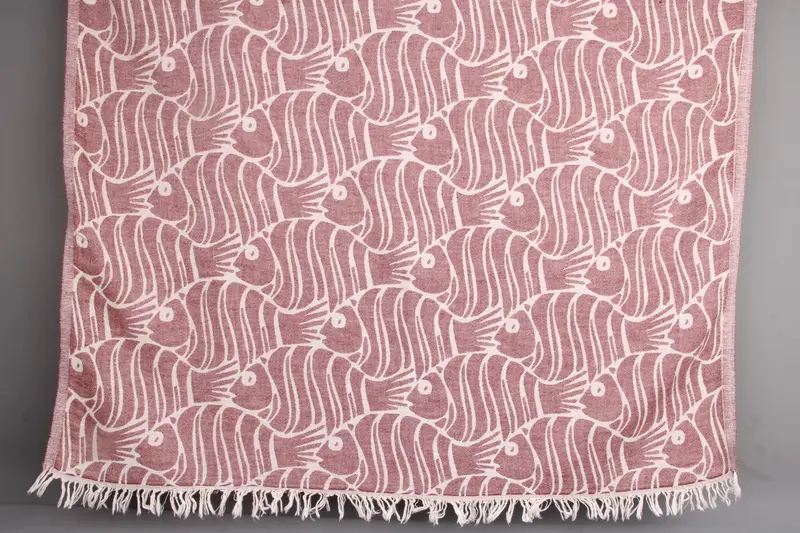 Personalized Fish Design Bath Towel Organic Cotton Beige, 36x71 Inches