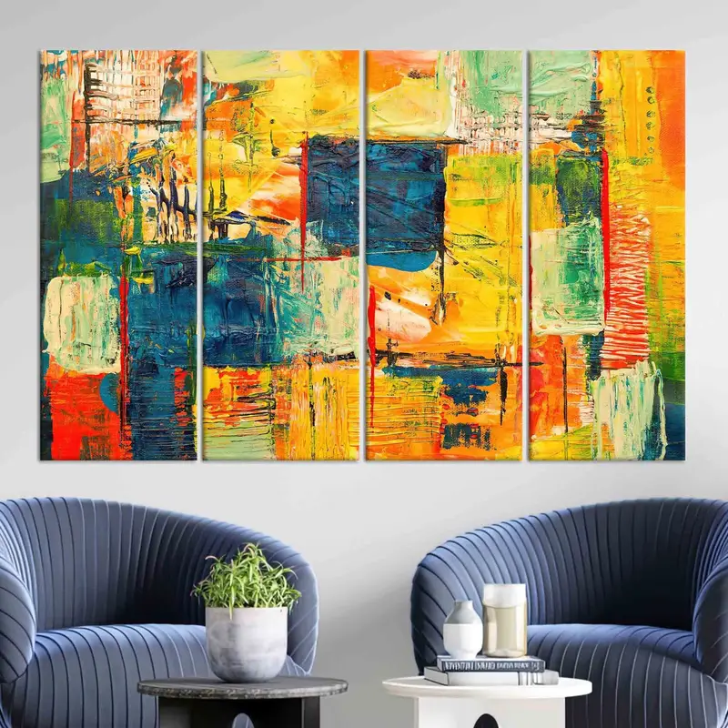 トレンディなネイビーブルーのプリントキャンバス: モダンで豪華なウォールアート