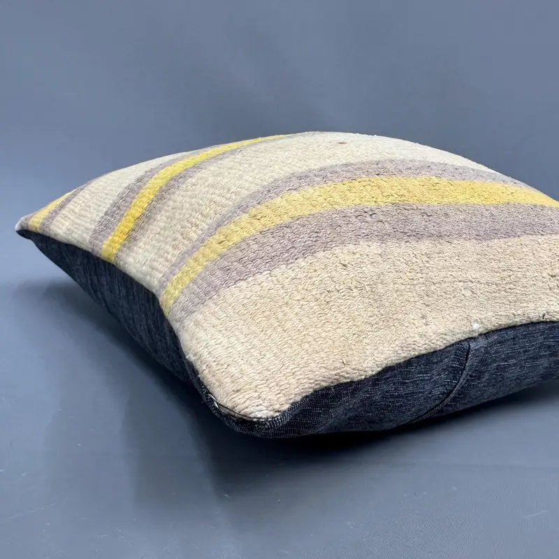 Luxury Pillow, Handwoven Cushion Cover, 18x18 Beige Pillow Case, Cushion, Vintage Pillow, Antique Pillows, Kilim Pillow, Turkish Rugs Pillow - 5