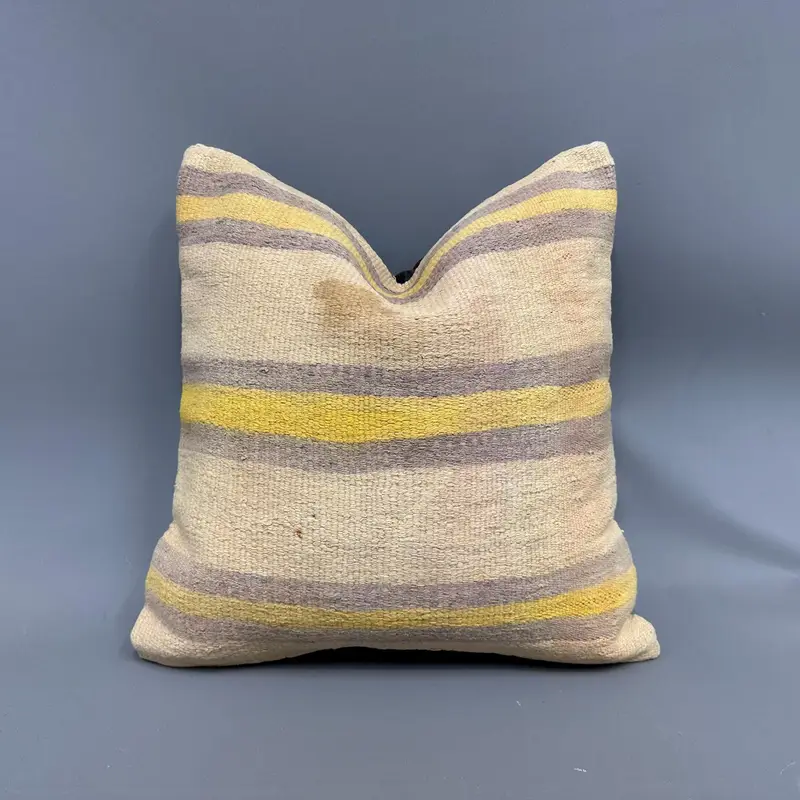Luxury Pillow, Handwoven Cushion Cover, 18x18 Beige Pillow Case, Cushion, Vintage Pillow, Antique Pillows, Kilim Pillow, Turkish Rugs Pillow - 1