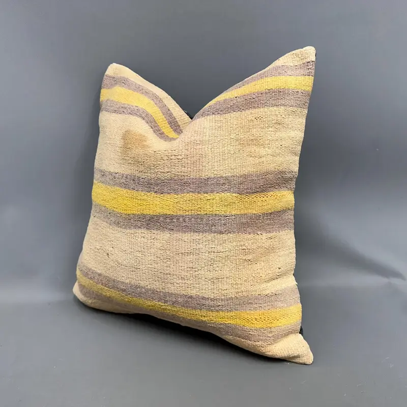 Luxury Pillow, Handwoven Cushion Cover, 18x18 Beige Pillow Case, Cushion, Vintage Pillow, Antique Pillows, Kilim Pillow, Turkish Rugs Pillow - 3