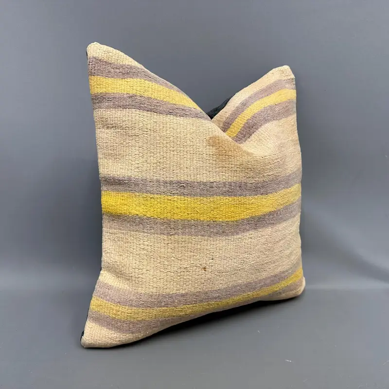 Luxury Pillow, Handwoven Cushion Cover, 18x18 Beige Pillow Case, Cushion, Vintage Pillow, Antique Pillows, Kilim Pillow, Turkish Rugs Pillow - 2