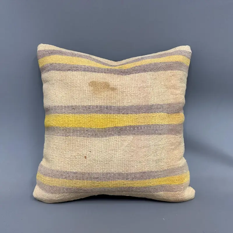 Luxury Pillow, Handwoven Cushion Cover, 18x18 Beige Pillow Case, Cushion, Vintage Pillow, Antique Pillows, Kilim Pillow, Turkish Rugs Pillow - 4