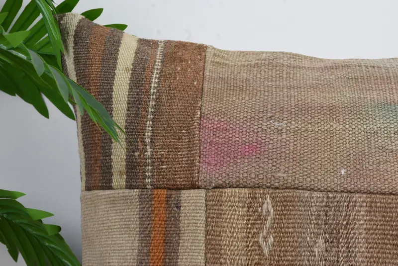 20x20 Brown Pillow Sham, Turkish Kilim Pillow, Throw Kilim Pillow, Outdoor Bolster Cushion Case, Kilim Pillow Cover, Cushion, Cotton Cushion - 2