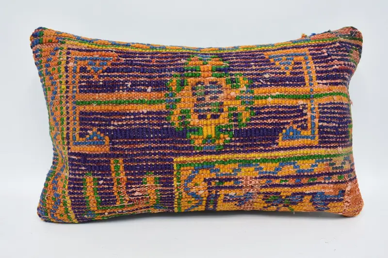 Plaid Throw Antique Pillowcase, 30x50 cm Blue Cushion - 1