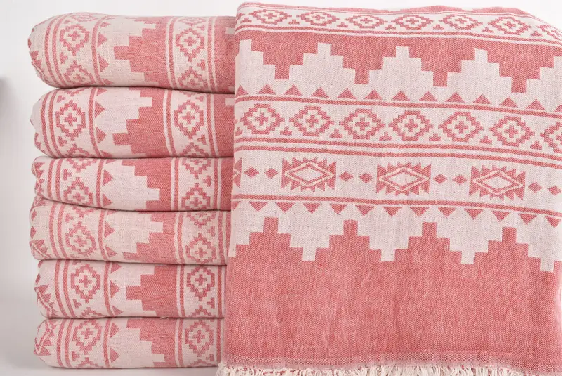 Throw Blanket, Boho Throw Blankets, Custom Wedding Gifts, 92x80 Cotton Kilim Towel, Throw Blankets, First Wedding Anniversary Gift - 2