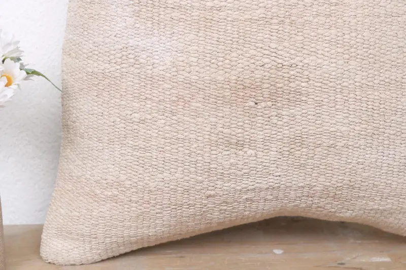 Comfy Throw Pillow Sham, Pillow for Sofa, 16x16 Beige Cushion Cover, Gift Pillow, Pillow Case, Handmade Kilim Cushion - 3