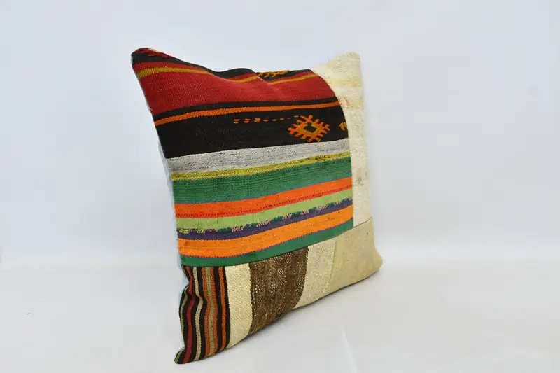 Vintage Kilim Throw Pillow, Kilim Pillow Cover, Pillow for Couch, Outdoor Throw Cushion Cover, Tribal Cushion, Cushion Cover, 24x24 Beige Pillow - 3