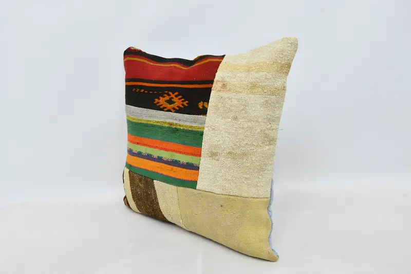 Vintage Kilim Throw Pillow, Kilim Pillow Cover, Pillow for Couch, Outdoor Throw Cushion Cover, Tribal Cushion, Cushion Cover, 24x24 Beige Pillow - 4