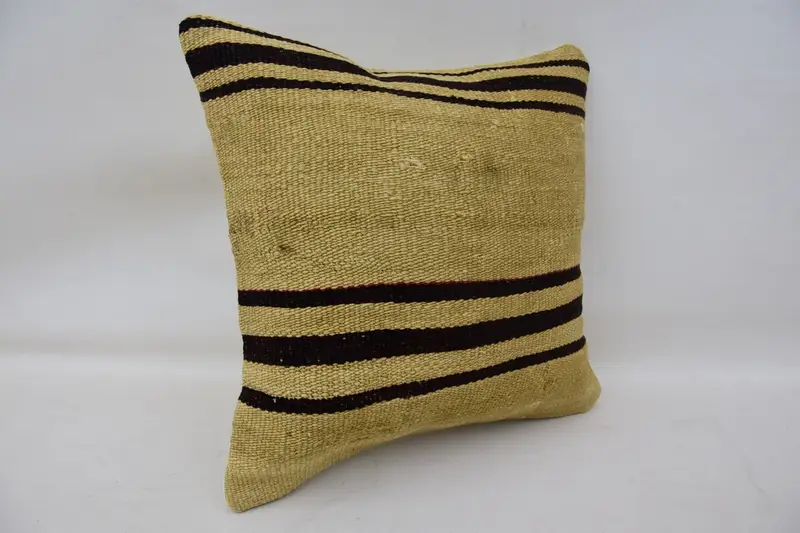 Cushion, 14x14 Beige Pillow Sham, Vintage Kilim Throw Pillow, Square Throw Cushion Case, Pattern Throw Cushion Case, Home Decor Pillow, Gift Pillow - 2