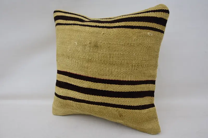 Cushion, 14x14 Beige Pillow Sham, Vintage Kilim Throw Pillow, Square Throw Cushion Case, Pattern Throw Cushion Case, Home Decor Pillow, Gift Pillow - 3