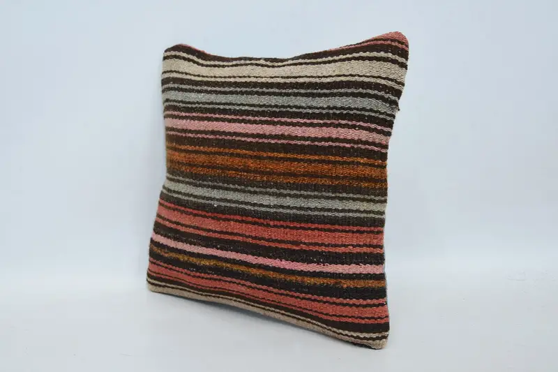 Antique Pillows, Handmade Cushion Cover, Kilim Cushion Sham, Pillow, Boho Throw Pillow Sham, 12x12 Red Pillow Cover, Turkish Kilim Pillow - 4
