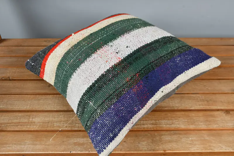 Pillow Case, Christmas Cushion Cover, Boho Pillow, Throw Kilim Pillow, Kilim Pillow, Designer Throw Cushion Cover, 16x16 Green Cushion - 2