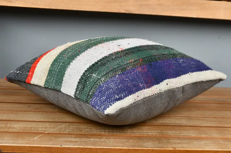 Pillow Case, Christmas Cushion Cover, Boho Pillow, Throw Kilim Pillow, Kilim Pillow, Designer Throw Cushion Cover, 16x16 Green Cushion - 3
