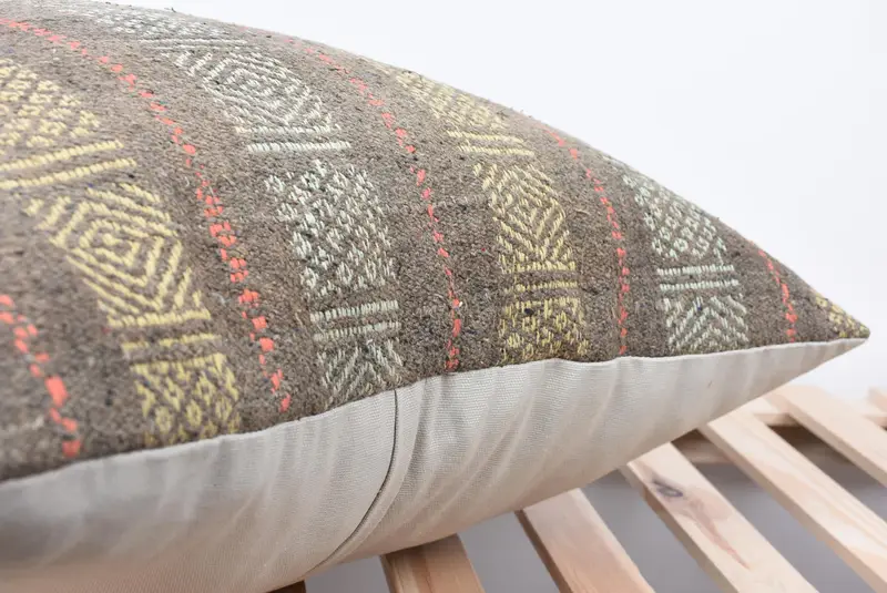 24x24 Yellow Pillow Case, Vintage Cushion Cover, Pillow, Handmade Kilim Cushion, Throw Kilim Pillow, Seat Cushion, Kilim Pillow Cover - 7