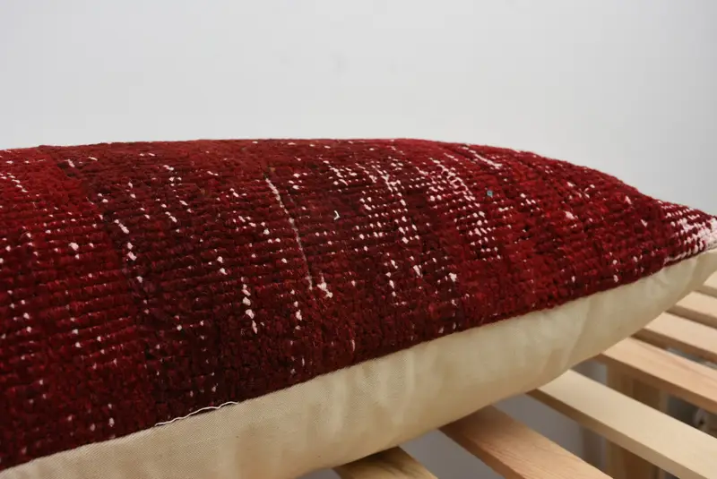 Toss Pillow Cover, Antique Pillows, Handmade Throw Cushion, Home Decor Pillow, 16x48 Red Cushion, Throw Kilim Pillow, Pillow Sham - 7