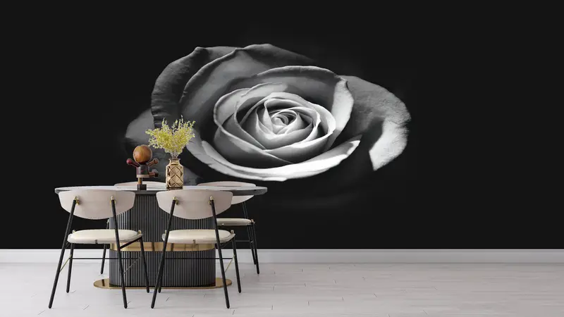 Black White Mural,3d Wall Paper,Modern Wall Paper,Paper Wall Art ,Rose Wallpaper,White Rose Photography,Floral Wall Decor, - 3