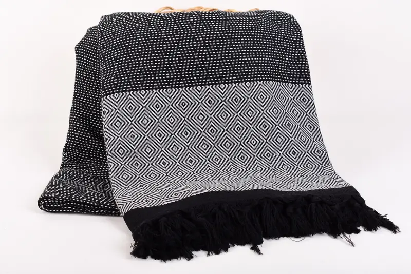 100x80 Cotton Diamond Towel, Personalized Wedding Gift For Couple, Customized Turkish Blanket, Tablecloth, Monogram Blanket, Woven Blanket - 5