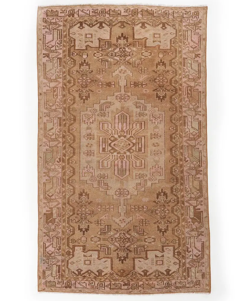 Alfombra Marrón con Detalles en Rosa, 4,2x7,7 ft Elegant Flooring