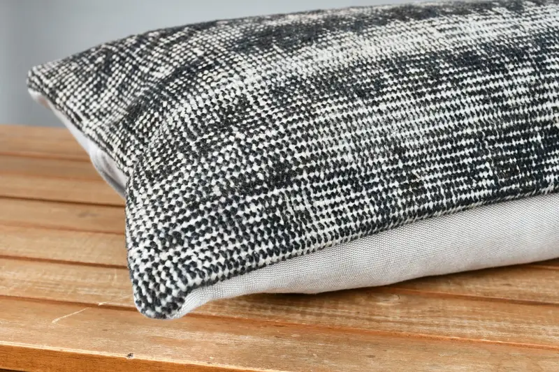 12x24 Black Cushion Cover, Handmade Kilim Cushion, Decorative Bolster Pillow Sham, Cushion, Home Decor Pillow, Pillow for Couch - 4