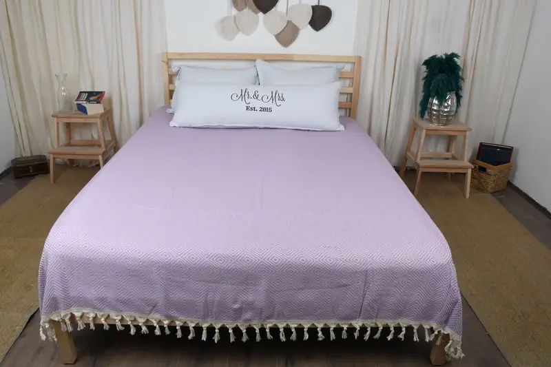 Turkish Tablecloth, Turkish Blanket, 92x80 Cotton Diamond Towel, Birthday Gift, Custom Wedding Gift From Bridesmaid, Bedspread, Woven Throw Blanket - 7