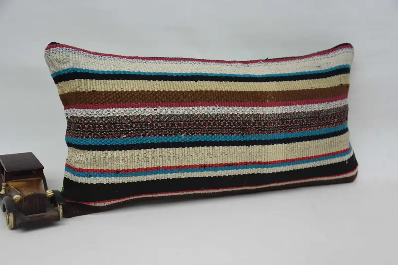 Vintage Kilim Pillow Cushion Cover, Antique Pillows, Pillow, Boho Pillow, 12x24 Red Pillow, Bright Pillow Cover, Vintage Pillow - 2