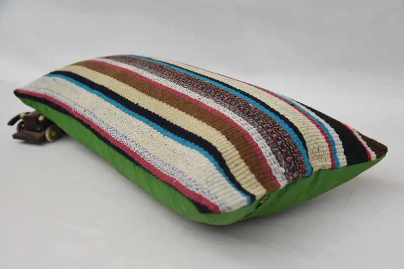 Vintage Kilim Pillow Cushion Cover, Antique Pillows, Pillow, Boho Pillow, 12x24 Red Pillow, Bright Pillow Cover, Vintage Pillow - 6
