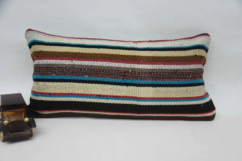 Vintage Kilim Pillow Cushion Cover, Antique Pillows, Pillow, Boho Pillow, 12x24 Red Pillow, Bright Pillow Cover, Vintage Pillow - 1