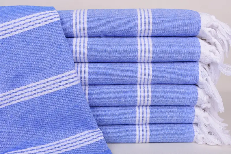 Bachelor Towel Blue Striped Turkish Cotton Towel, 69x30 Inches